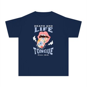 Christian Girls Shirt Kids Jesus Tee Youth Religious Tshirt for Children Worship T Shirt Comfort Colors T-shirt for Child Bible Verse Clothe True Navy