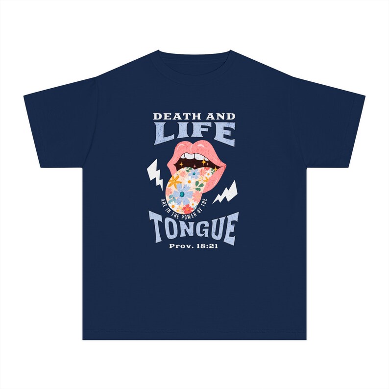 Christian Girls Shirt Kids Jesus Tee Youth Religious Tshirt for Children Worship T Shirt Comfort Colors T-shirt for Child Bible Verse Clothe True Navy