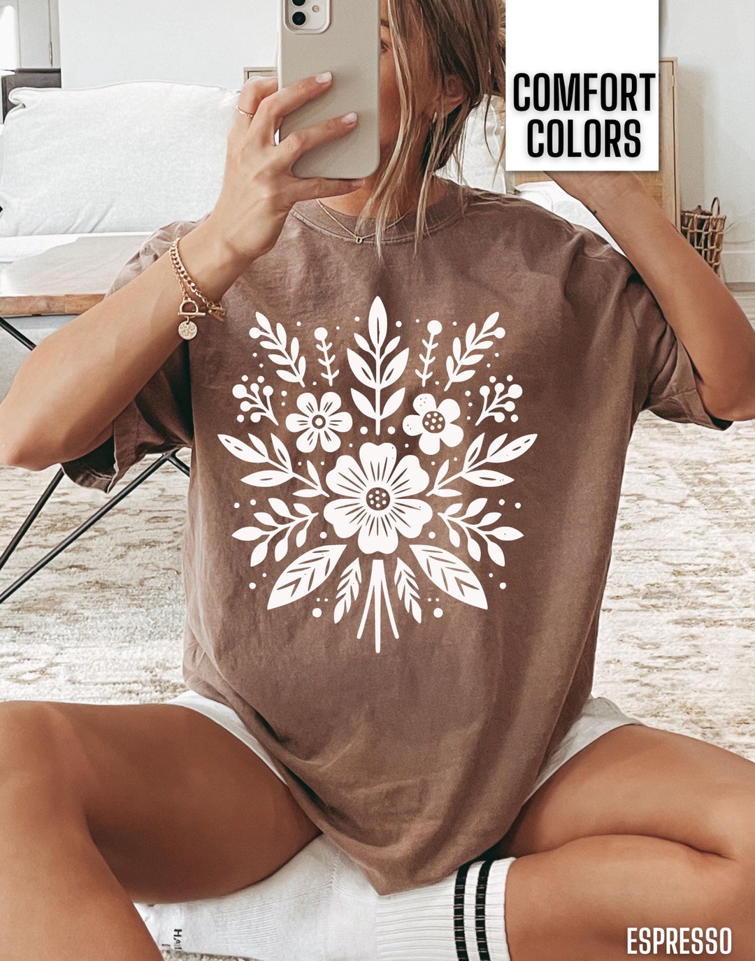 Comfort Colors Floral Shirt Trendy Flower Tshirt Cute Women T Shirt ...