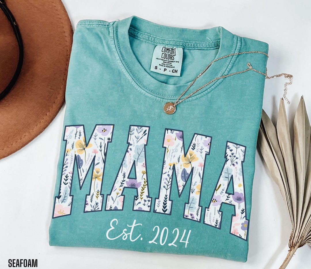Mama Color:blue Comfort Colors Mama Shirt Mama Gift Mama Est. Tshirt Mama T Shirt Mama ...