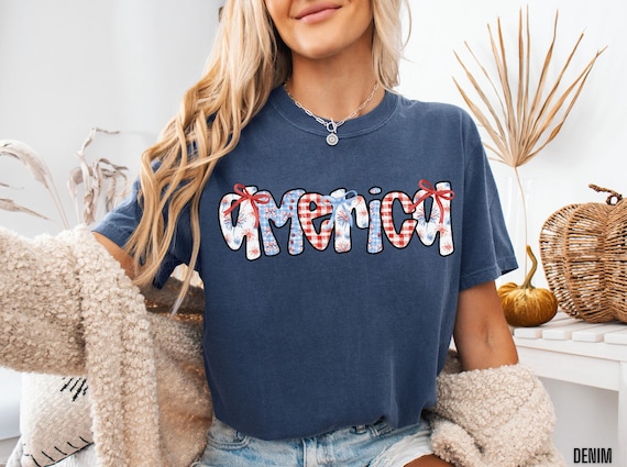 Comfort Colors America Shirt Women 4th of July Tshirt Independence Day Shirt Cute USA Shirt Patriotic Shirt for Fourth of July Tee Coquette