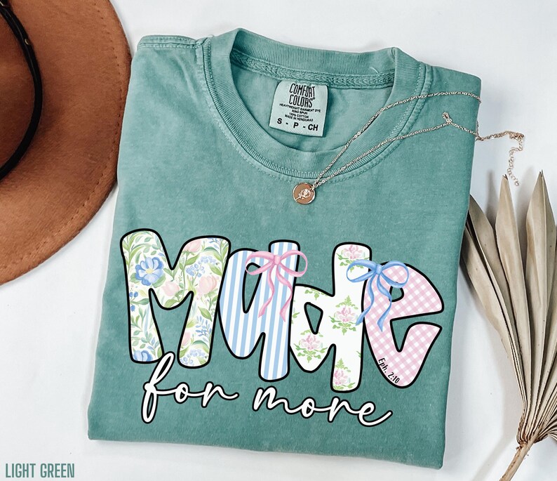 This Christian Shirt is perfect for Christian women gifts. It says Made for More based on the Bible verse in Ephesians.  It comes in 5 Comfort Colors colors. This Jesus shirt is perfect to wear to church, or anywhere to share your Christian faith with others.