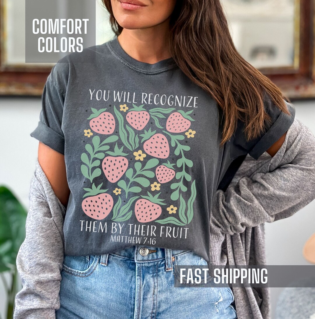 Boho Christian Strawberry Shirt for Women Fruits of the Spirit Bible ...