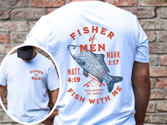 Christian Shirt for Men Fishing Tshirt Fishers of Men Tee Religious T-shirt  for Man Vintage Faith Based T Shirt Bible Verse Tee Mens Jesus T 