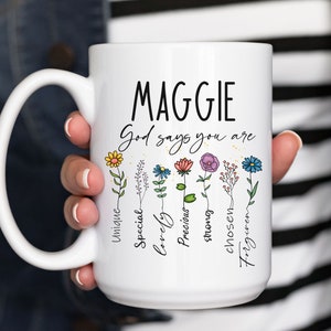 Personalized Mug Christian Gift for Christian Affirmation Mug Bible Verse Personalized Coffee Mug Scripture Coffee Mug Baptism Gift Custom