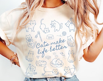 Cat Shirt Comfort Colors Funny Cat Tshirt Cat Mom T Shirt Cat Mama T-shirt Oversized Cat Tee Cat Graphic Tee Cat Lover Gift Cute Women Top