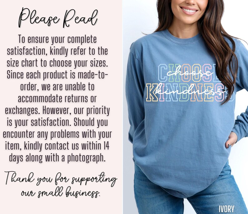 May include: A light blue long-sleeved t-shirt with the text "Choose Kindness" in rainbow colors. The shirt is made of a soft, comfortable material and is perfect for everyday wear.