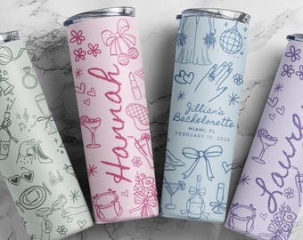 Personalized Bachelorette Tumblers Custom Bridesmaid Gift for Bridal Party Tumbler Bridesmaid Proposal Tumbler with Straw Bach Party Favors