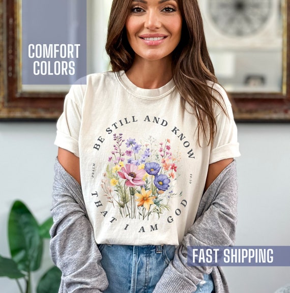 Bible Verse Shirt Women Christian Apparel Jesus Tshirt Vintage Floral T Shirt Comfort Colors Graphic Tee Cute God Shirt Religious Flower Top