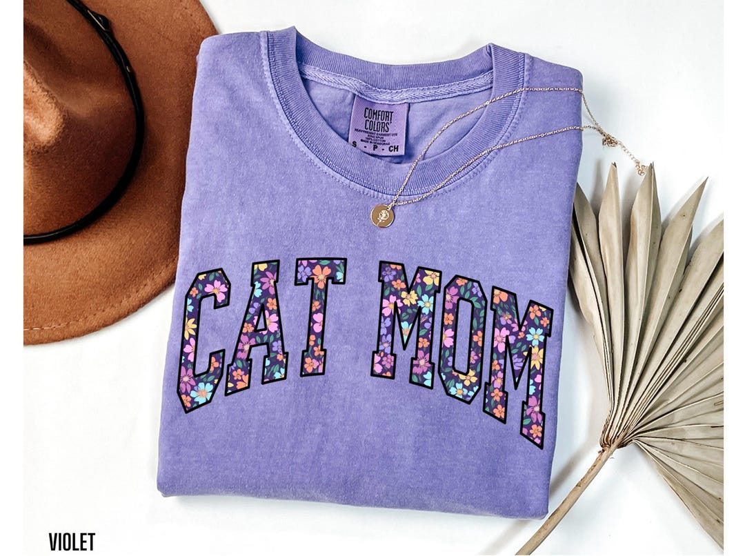 Comfort Colors Cat Mom Shirt Floral Cat Mom Sweatshirt Cute Cat Lover ...