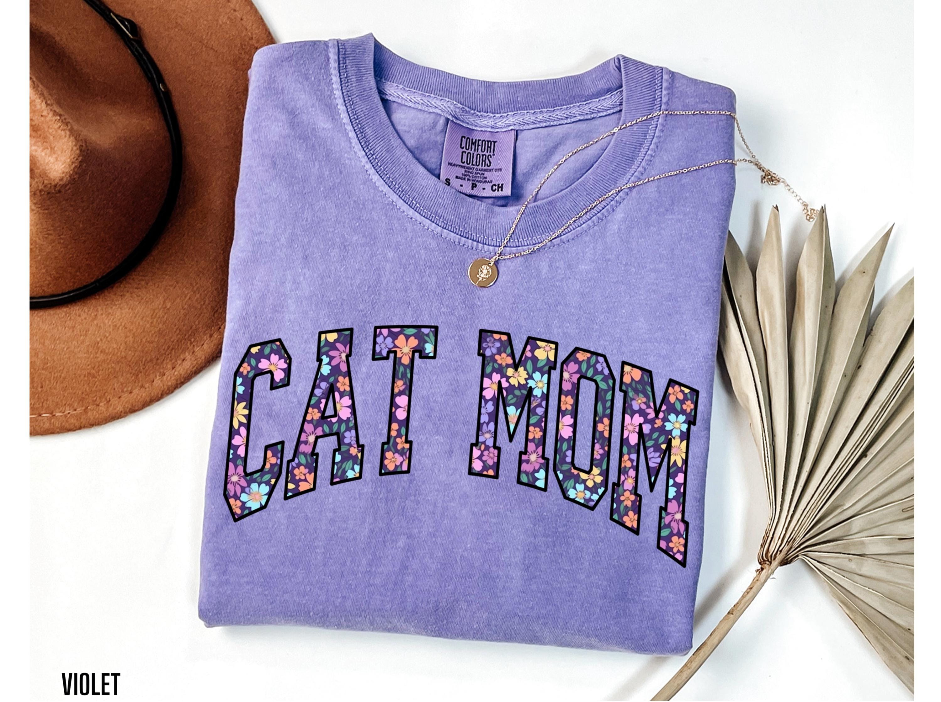 Comfort Colors Cat Mom Shirt Floral Cat Mom Sweatshirt Cute Cat Lover ...