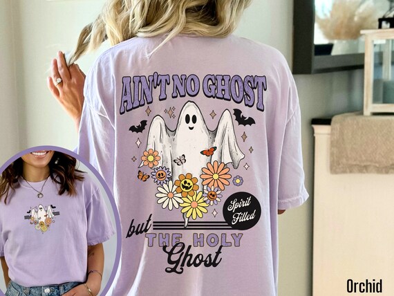Christian Fall Shirt Retro Halloween Tee Vintage Jesus Tshirt Comfort Colors T Shirt Holy Ghost T-shirt Trendy Back Print Religious Fall Boo