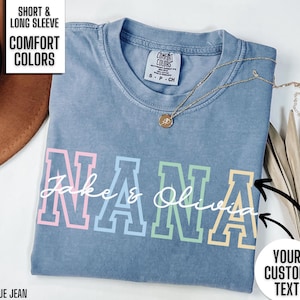 Custom Grandma Shirt Personalized Grandma Long Sleeve Tshirt Comfort Colors Grandma Tee with Grandkids Names Grandma Gift for Mimi Gigi Nana
