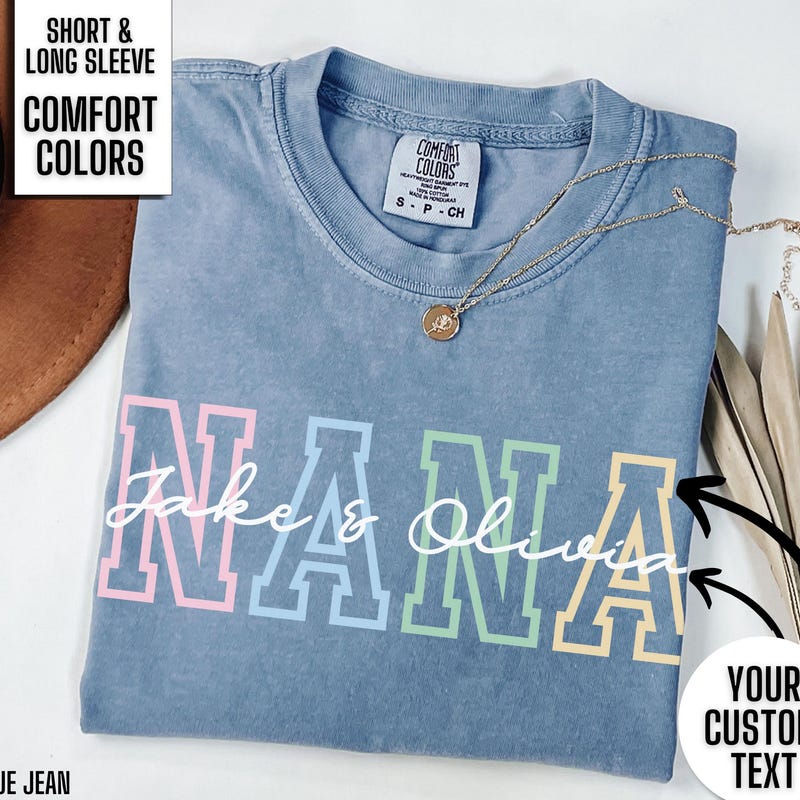 Custom Grandma Shirt Personalized Grandma Long Sleeve Tshirt Comfort Colors Grandma Tee with Grandkids Names Grandma Gift for Mimi Gigi Nana