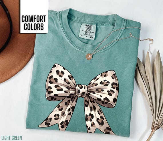 Coquette Bow Shirt Leopard Print Bow Tshirt Coquette Aesthetic T-shirt Comfort Colors T Shirt Trendy Womens Shirts Cute Cheetah Bow Tee Gift