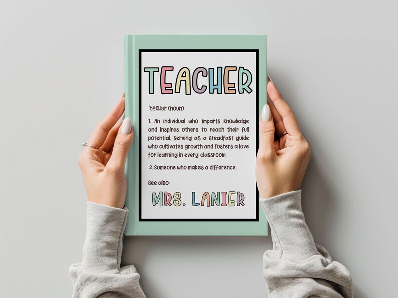 Personalized Teacher Definition Journal Teacher Gift Custom Teacher