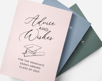Personalized Graduation Advice & Wishes Book Class of 2025 Graduate Guest Book Custom Keepsake for His Her Graduation Grad Well Wishes