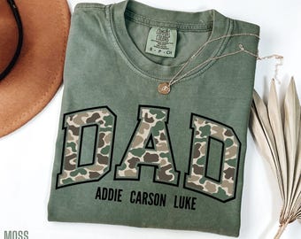 Personalized Camo Dad Shirt, Comfort Colors Father's Day Gift