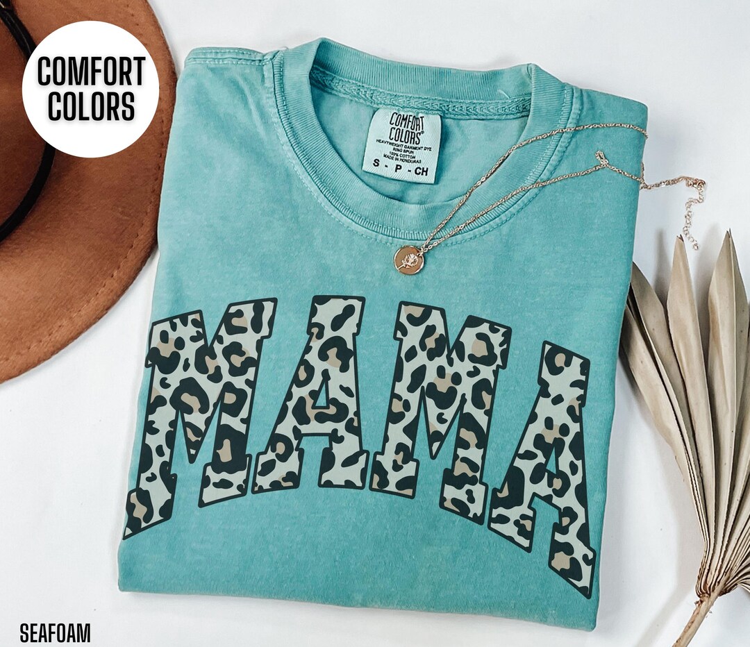 Mama Color:blue Comfort Colors Mama Shirt Custom Mama Tshirt Cheetah Mama Tee Mama ...