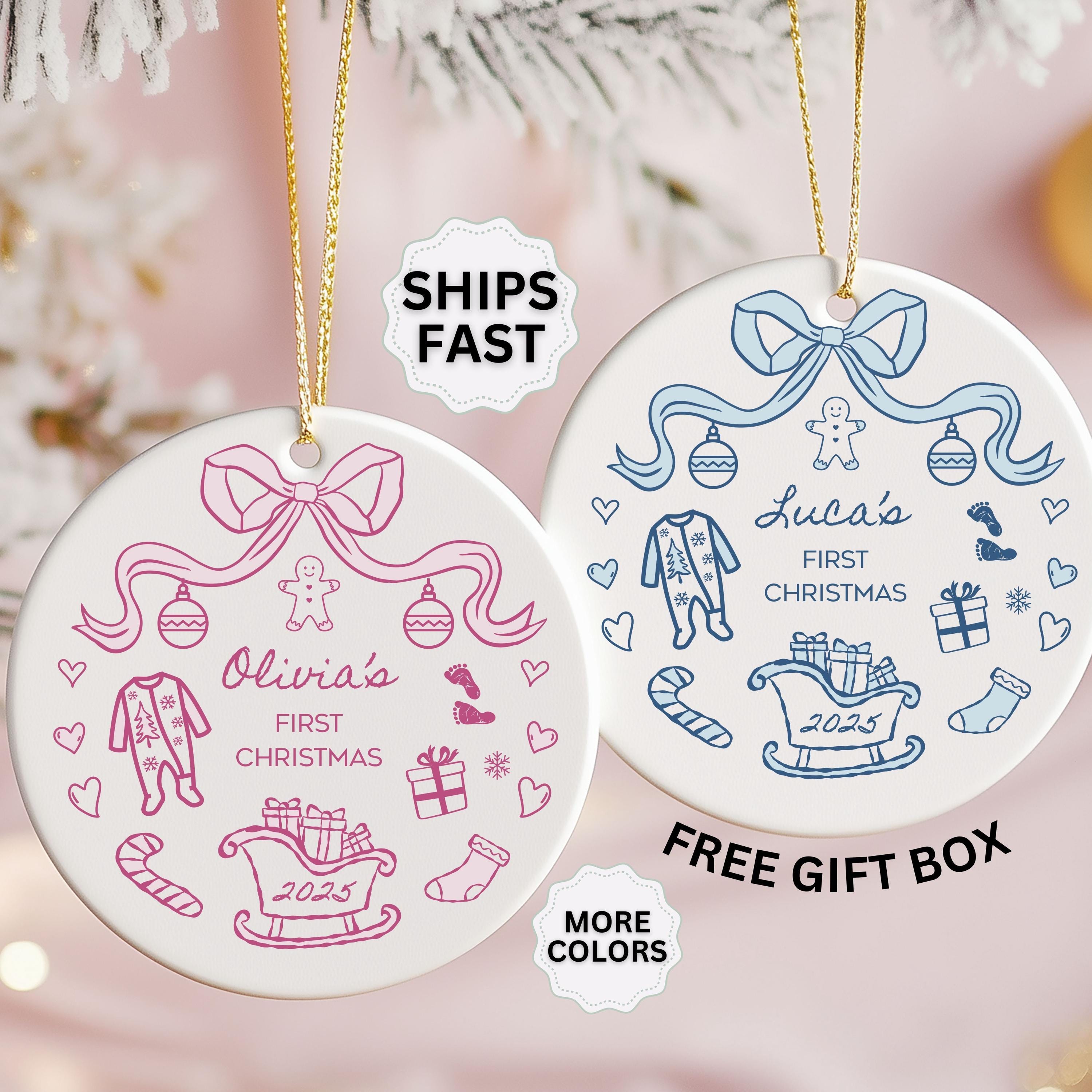 Baby's First Christmas Ornament Personalized Baby's 1st Christmas Ornament Girl 1st Christmas Ornament Boy Custom Baby Shower Gift Keepsake
