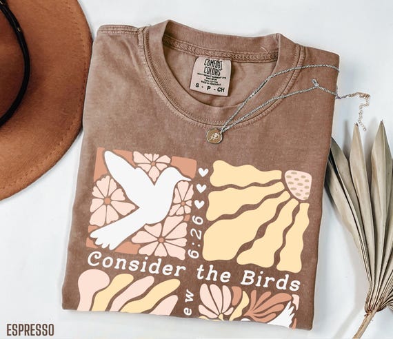 Boho Christian Shirt Comfort Colors T-shirt Women Bible Verse Shirt Floral Tshirt Retro Jesus Shirt Bird Shirt Religious Tee Christian Gift