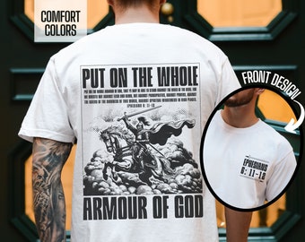 Armour of God Shirt for Men Christian Tshirt Bible Verse T-shirt Adult Baptism Gift for Christian Dad Father's Day Gift Jesus Tee Religious