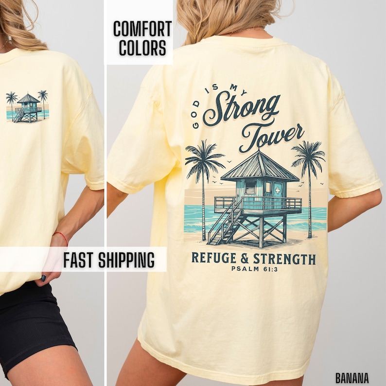 This beachy Christian shirt is the perfect way to share your faith in Jesus with others.  It would make a great adult baptism gift for her. It is perfect to wear to the beach. It has a trendy design on the front and back.