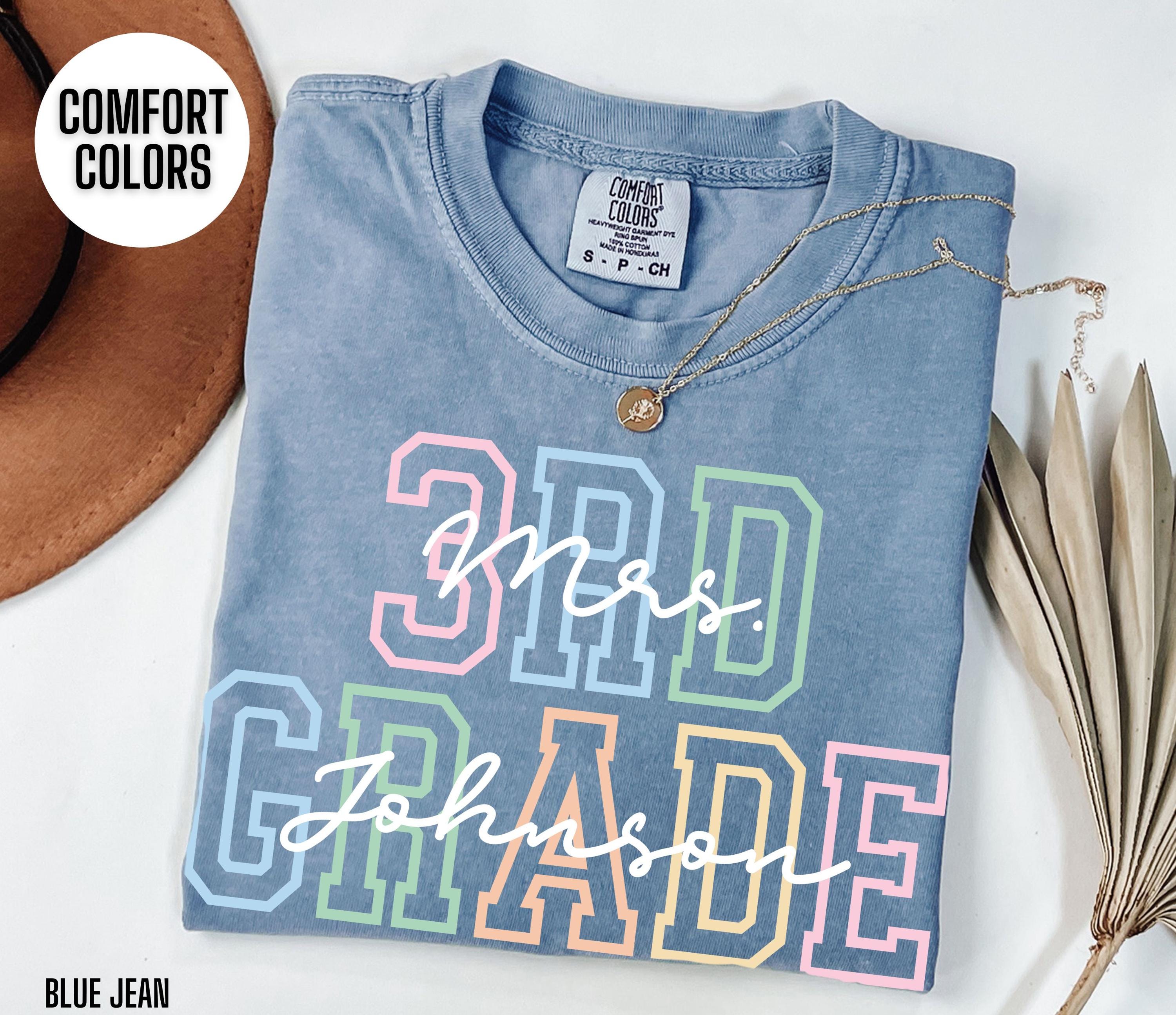 Comfort Colors Third Grade Teacher Shirt 3rd Grade Teacher Tshirt Personalized Back to School Teacher T Shirt 3rd Grade Team Tee With Name