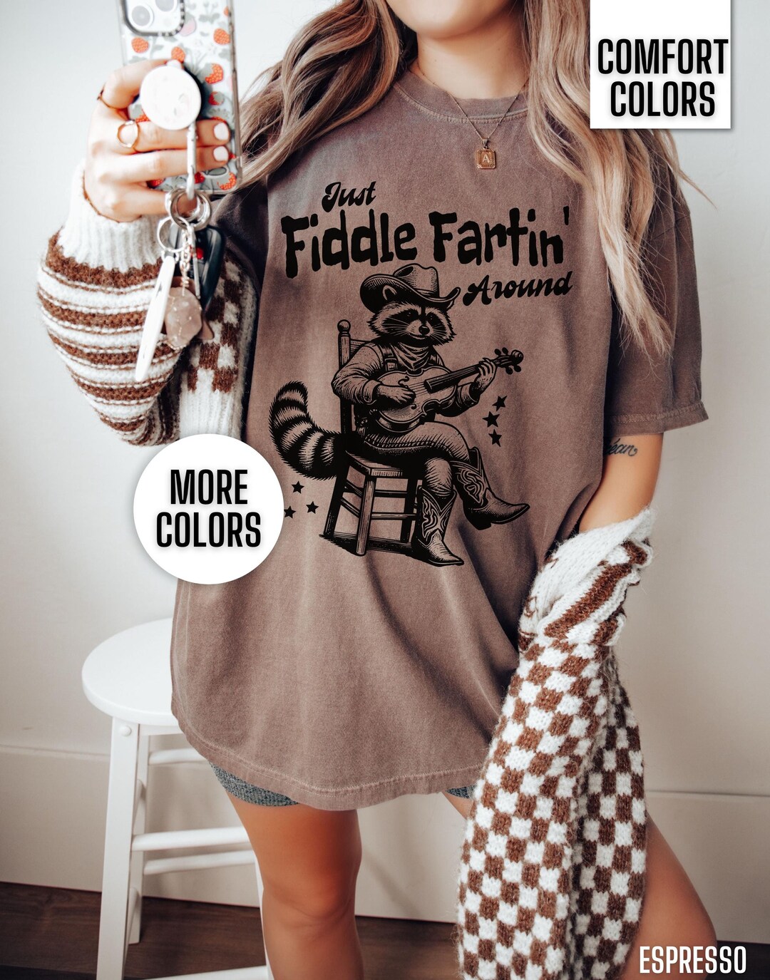 Western Raccoon Shirt Vintage Cowboy Racoon Graphic Tee Cute Oversized ...