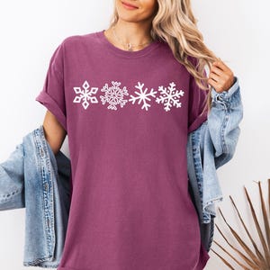 Comfort Colors Snowflake Shirt for Women Christmas Tshirt Cute Winter ...