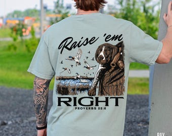 Men's Christian Dad Shirt, Christian Hunting Dog Shirt, Duck Hunting Tee, Comfort Colors T Shirt for Hunter Faith Tshirt Bible Verse T-shirt