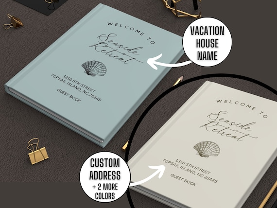 Custom Guest Book for Beach House Decor Rental House Rules Vacation Home Welcome Book Housewarming Gift Idea Guestbook Coastal Home Sign In