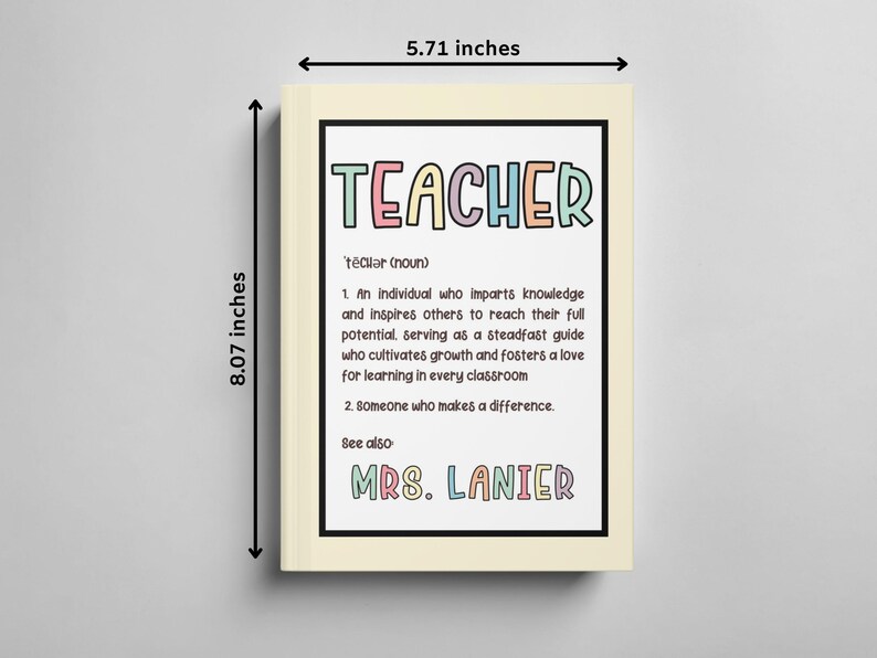 Personalized Teacher Definition Journal Teacher Gift Custom Teacher