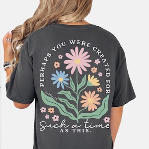 Comfort Colors Christian Shirt Bible Verse Tshirt for Women Back Print Jesus T Shirt Boho Floral Faith Tee Scripture T-shirt Cute Church Top
