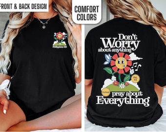 Retro Christian Women Tshirt Comfort Color Vintage Faith Based T Shirt Jesus Tee Bible Verse T-shirt Words on Back Print Trendy Oversized