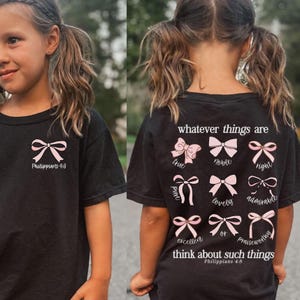 Kids Christian Shirts for Girls Christian T Shirt Youth Jesus Shirt Coquette Bow Tshirt Bible Verse Tee Religious Kid T-shirt Church Camp