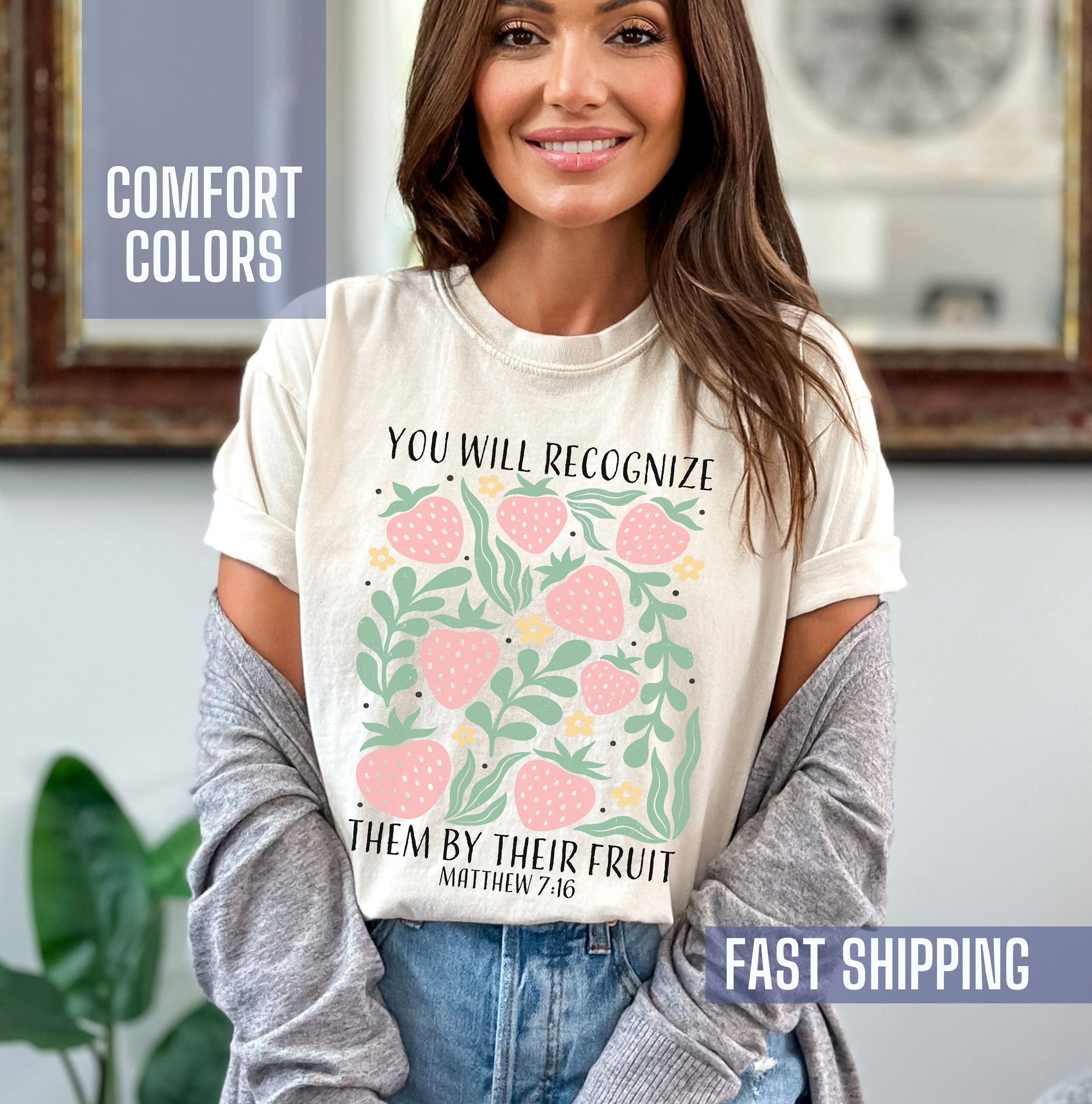 Boho Christian Strawberry Shirt for Women Fruits of the Spirit Bible ...