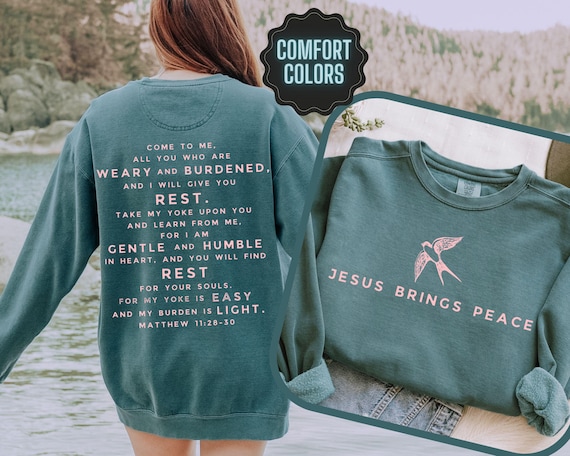 Jesus Sweatshirt Christian Sweatshirt Comfort Colors Bible Verse Crewneck Women Religious Sweater Faith Pullover Christianity Sweatshirt God