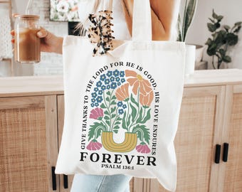 Christian Tote Bag Christian Gifts for Her Bible Bag Religious Gifts Christian Gift Bag Reusable Cotton Tote for Church Bible Verse Tote Bag