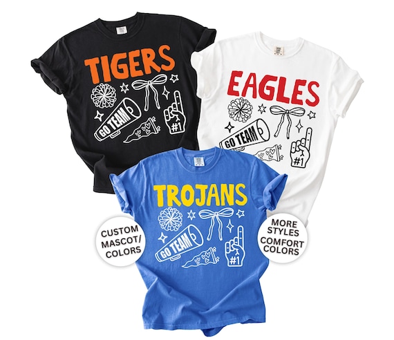 Personalized School Spirit Shirt, Custom Mascot Tee, Game Day Shirt, School Spirit Wear, Comfort Colors School Pride Sweatshirt, Fan Gift
