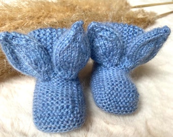 Baby bunny socks, bunny baby shoes, baby shoes with ears, baby socks, knitted socks, baby baby shoes, newborn socks, merino baby