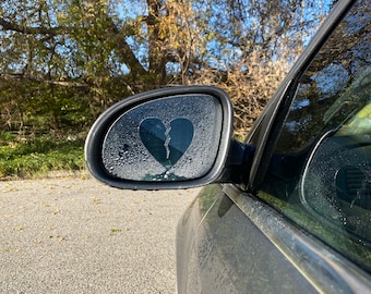 Anti Fog/Rain Broken Heart Mirror Peeker - Car Accessories