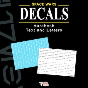 Abziehbilder & Wasserschiebebilder – Aurebesh-Schriftzug und -Buchstaben – Legion Armada X-Wing