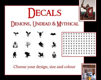 Demons, Undead & Mythical Decals - Waterslide Transfers -  Fantasy Creatures - Warhammer - Custom
