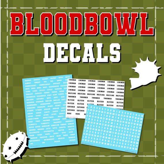 Blood Bowl compatible Decals - Transfers - Player Positions