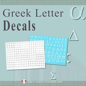Griechisches Alphabet Buchstabe Aufkleber - Wasserschiebefolie Transfers - Alpha Beta gama etc