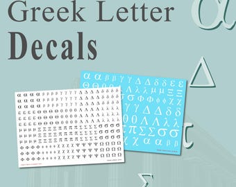 Greek Alphabet Letter Decals - Water Slide Transfers - Alpha Beta Gamma etc