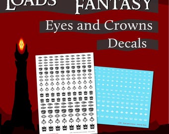 Fantasy Decals - Waterslide Transfers - Orcs Eyes Crowns Evil