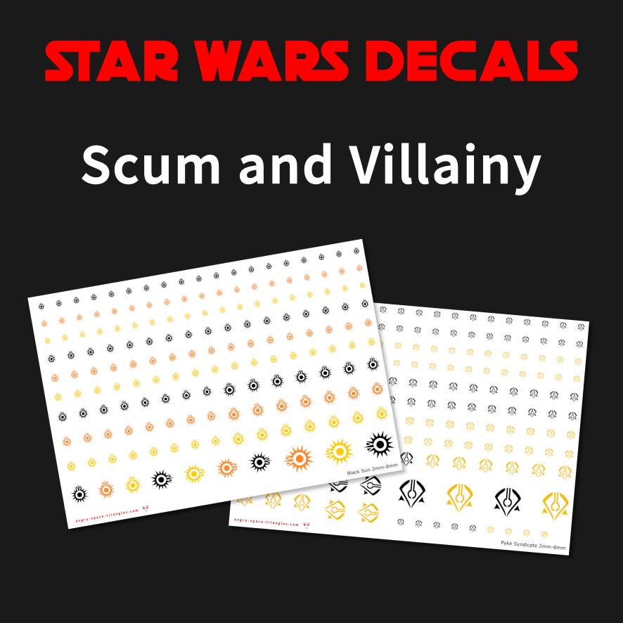 Scum and Villainy Decals  - Water Transfers - Legion - Armada - X-Wing