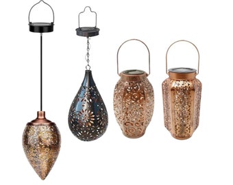 Ornate Solar Lamp Lantern, Metal Solar Lights Hanging Outdoor, Garden Lights Ornaments, Home Garden Decor